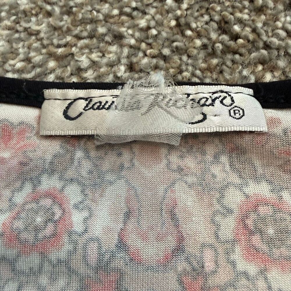 Claudia Richard White Floral Boho Short Sleeve Blouse Medium Boho Flutter - Picture 6 of 8